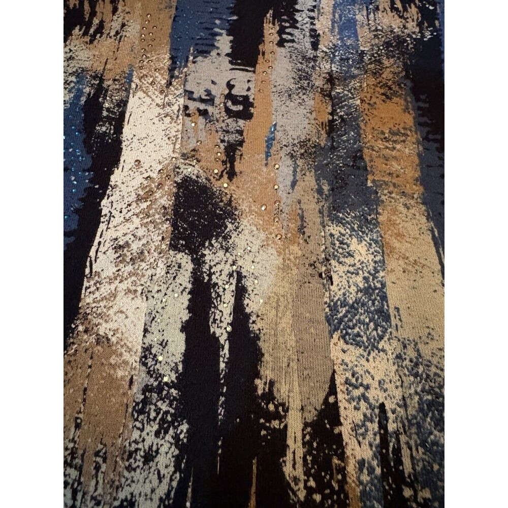 Jess & Jane Abstract Brushstroke Top Artsy Sequin Lagenlook Boho Earthy Size L - Picture 9 of 10